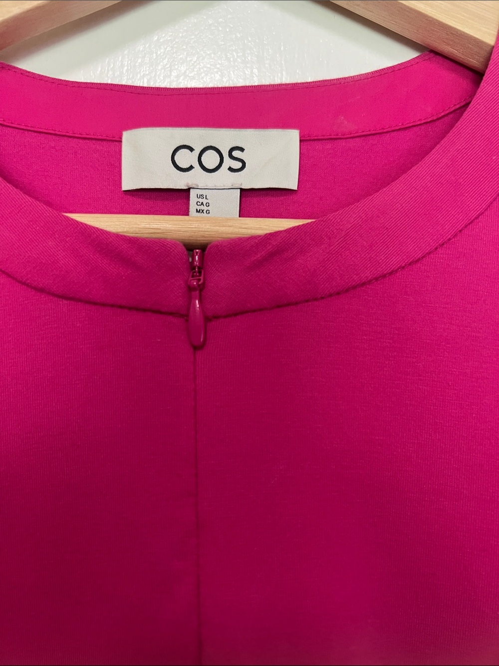 COS Fuchsia Tiered Midi Dress, size Large - Picture 2 of 4